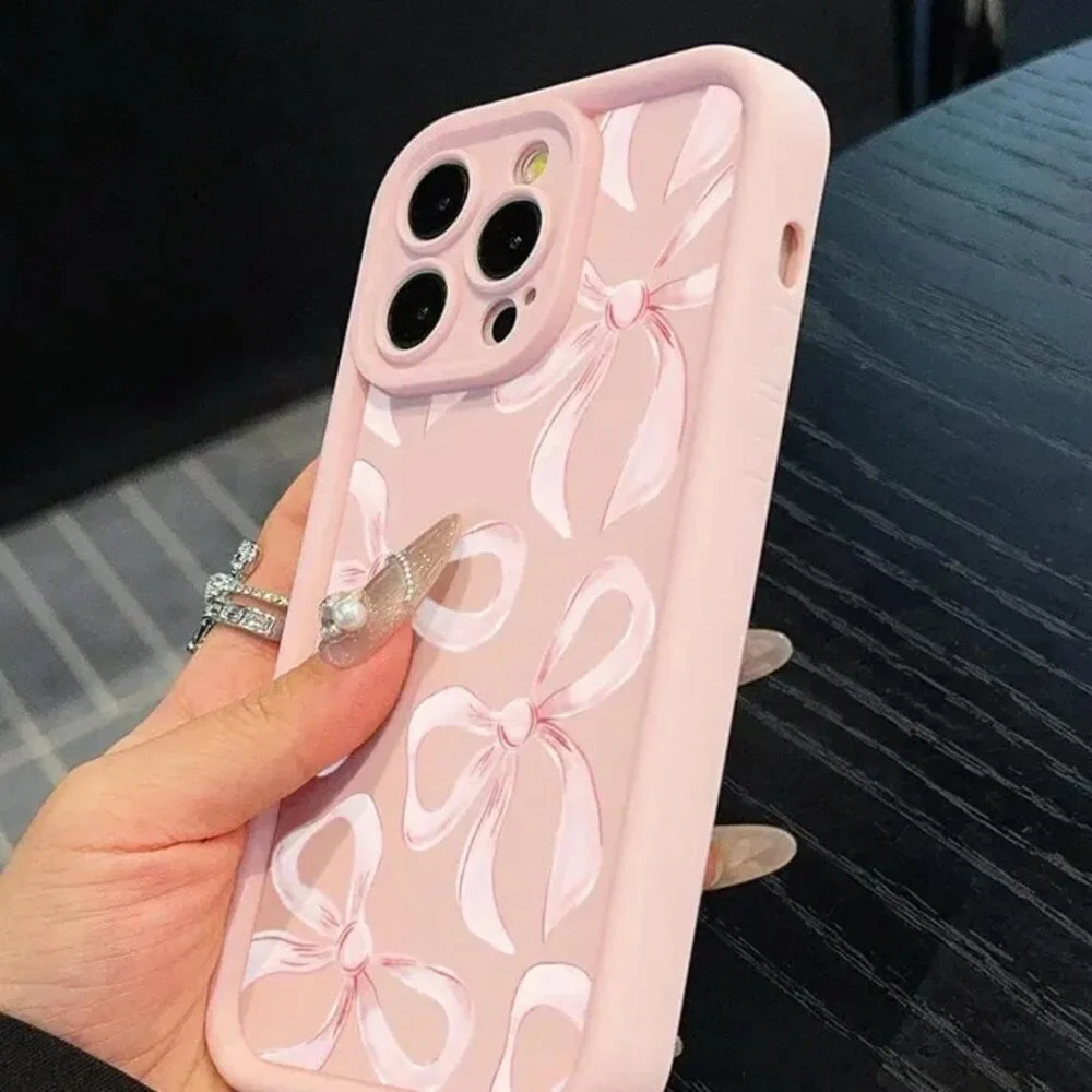 Brand New Pink Bow Silicone iPhone 15+ Cover
